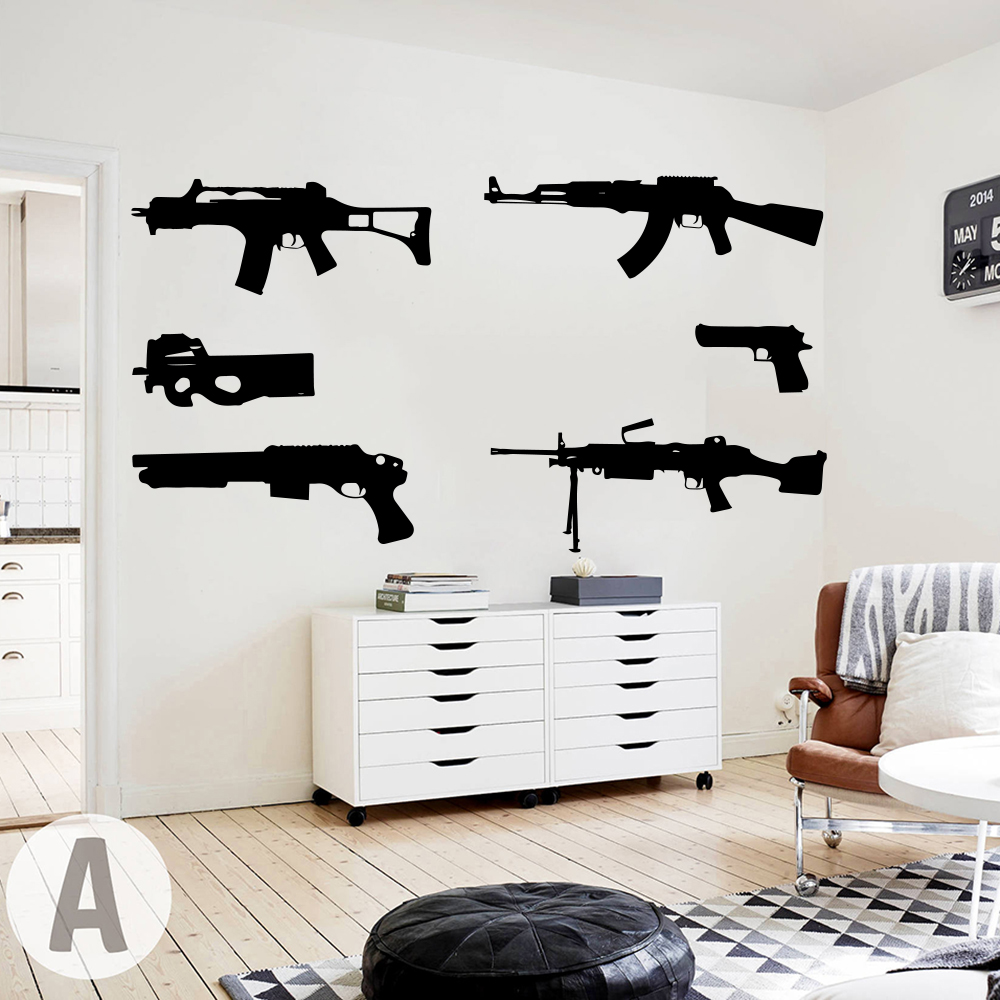 Smoking Gun Kit - Ensemble de 6 pistolets autocollant mural