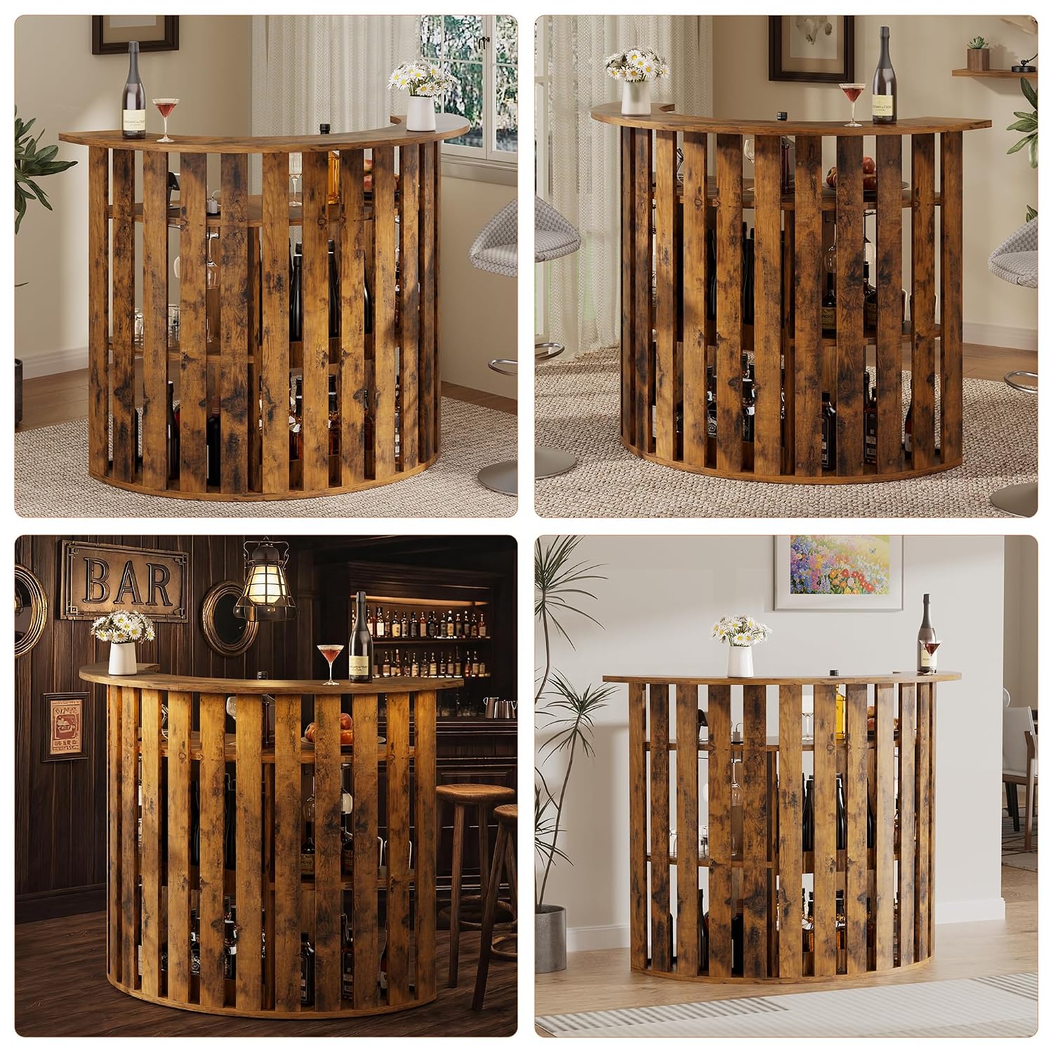 Meuble bar rustique en bois, m - Home Bar And Fridge avis et prix