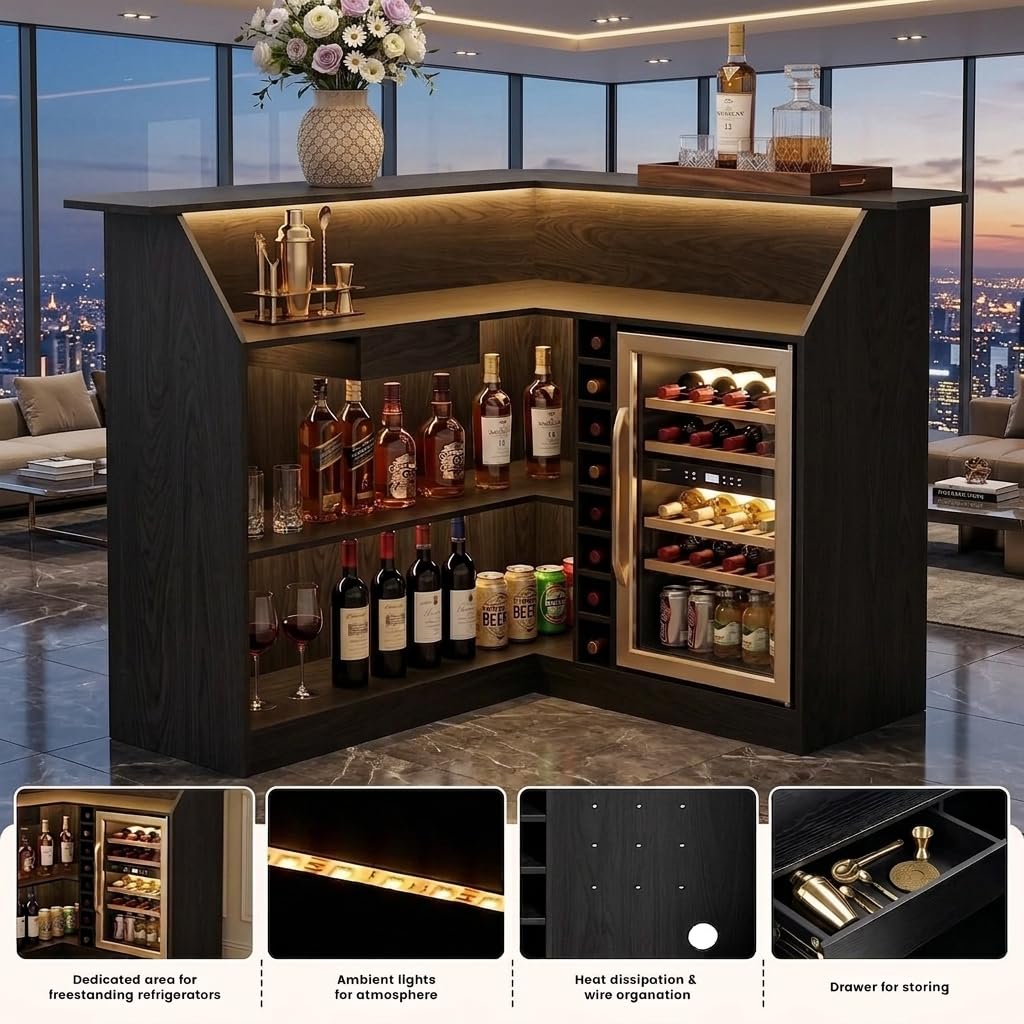 Bar d'angle de 67 po/53 po, me - Home Bar And Fridge avis et prix